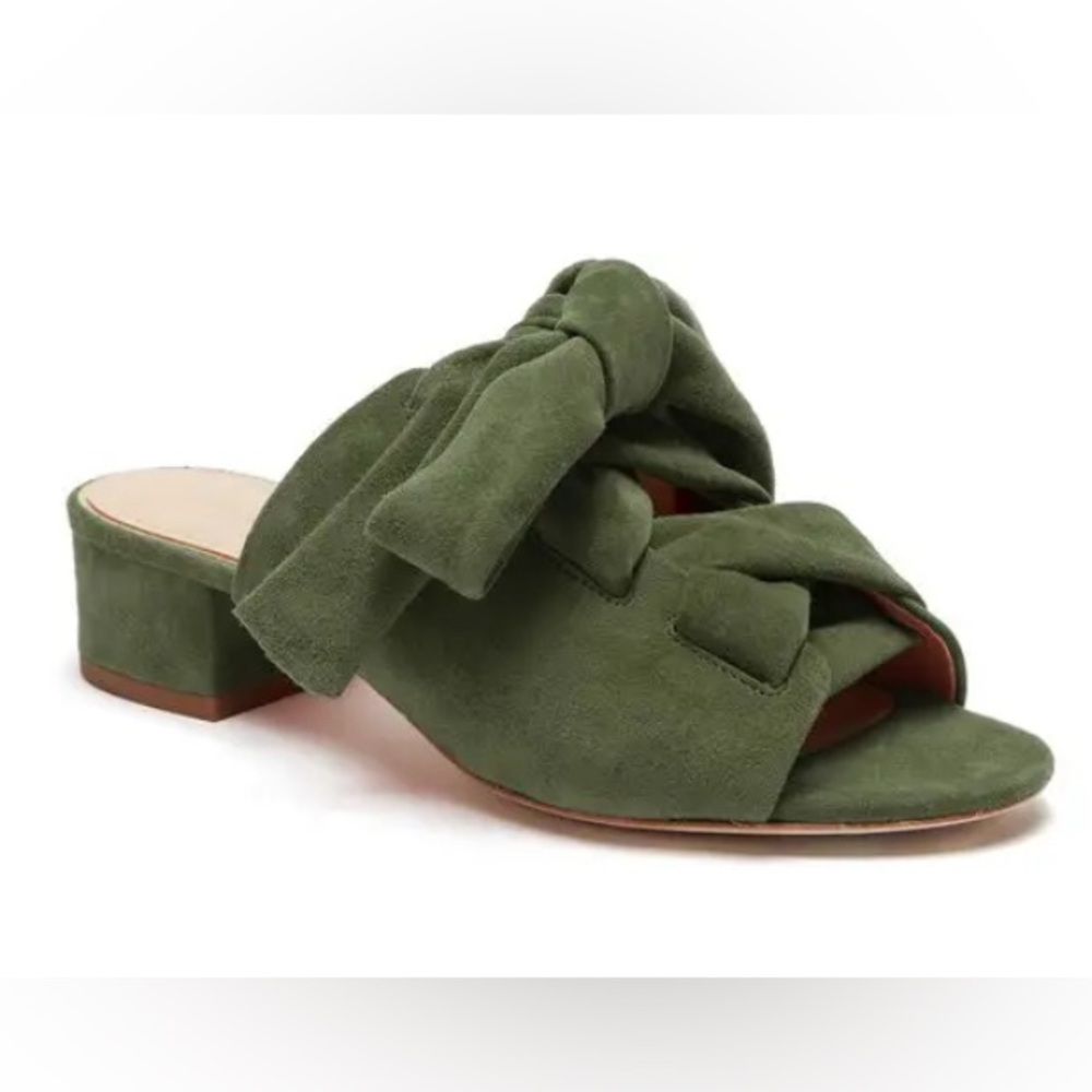 Etienne Aigner Leather Bermuda Sandal in Fatigue Green- 8.5